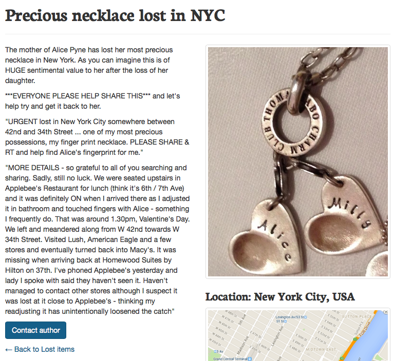 Come on Twitter! This necklace is out there somewhere…. PLEASE RT!