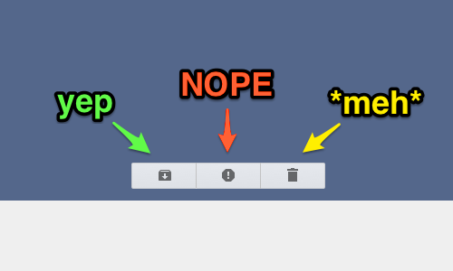 anthonydpaul's tweet photo. Gmail hiding the spam button between archive and trash seems the stoplight paradigm is incorrectly ordered. #ux #ui http://t.co/LMg7gwBgzW