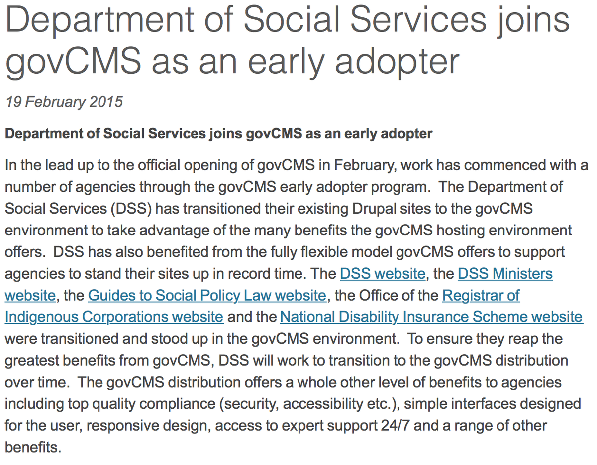 sherro58's tweet image. Department of Social Services joins govCMS as an early adopter govcms.gov.au/blogs/departme… #gov2au #AusGovIT