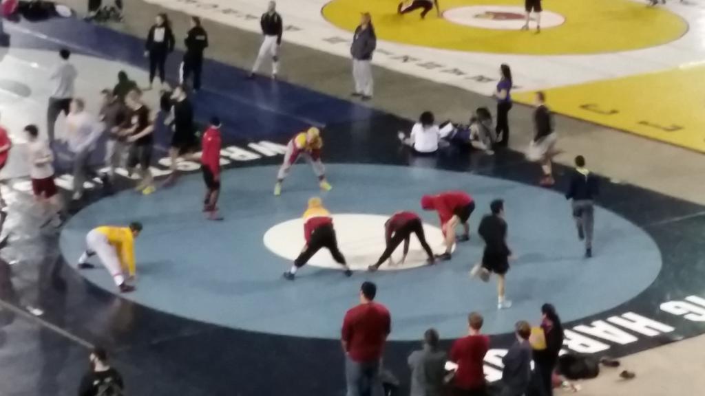 Prairie state team warming up for Mat Classic XXVII. Rivers, Tommy, Talen, Kodi, Peter and Miguel.