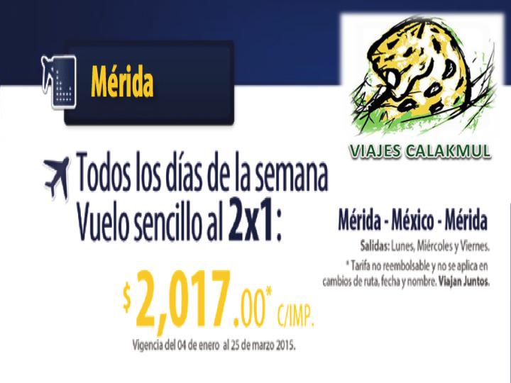 VjsCalakmul's tweet photo. #ViajaAMerida #Promoción #Aprovecha
@yohaliresendiz @verogmoreno @ecastrodiaz @Edysrael http://t.co/rlTiVgmgHX