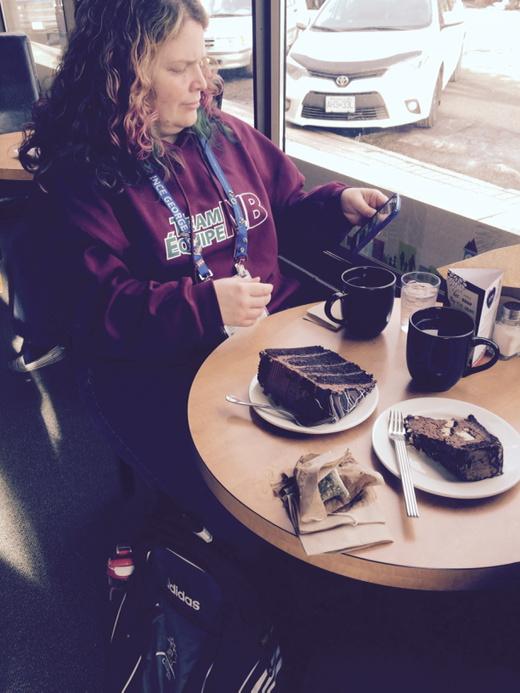 #karbonteamns spots Karbon NB enjoying chocolate cake