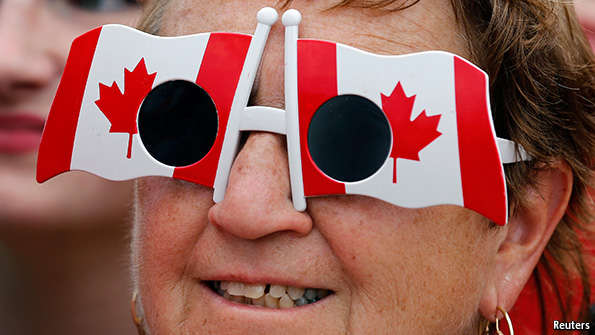 TheEconomist's tweet photo. The maple leaf is 50 years old. Not all Canadians rally round it http://t.co/PvkeXeYfdp http://t.co/KWTUYDeTps
