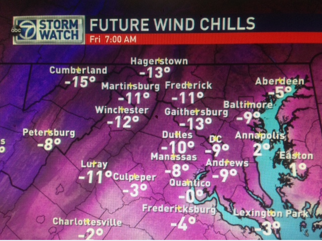 SteveRudin7News's tweet photo. I'll jump out and just say it - I don't understand a two hour delay. Compare and contrast wind chills at 7AM &amp; 9AM. http://t.co/N8fM9n4GRQ