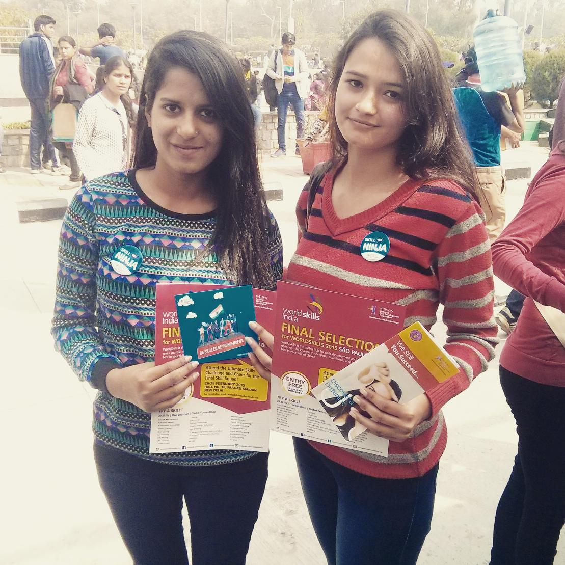 NSDCIndia's tweet photo. "We are #SkillNinja". Students showing their support by visiting the stall at #Antardhvani2015 http://t.co/w1kJx580yA