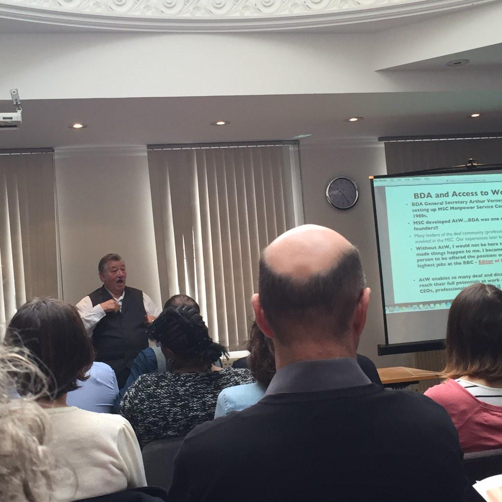 <a href="/BDA_Deaf/">British Deaf Association</a> Chair Terry Riley talks about history of #ATW, #BDA's role in set up of #ATW &amp; how empowering it has been