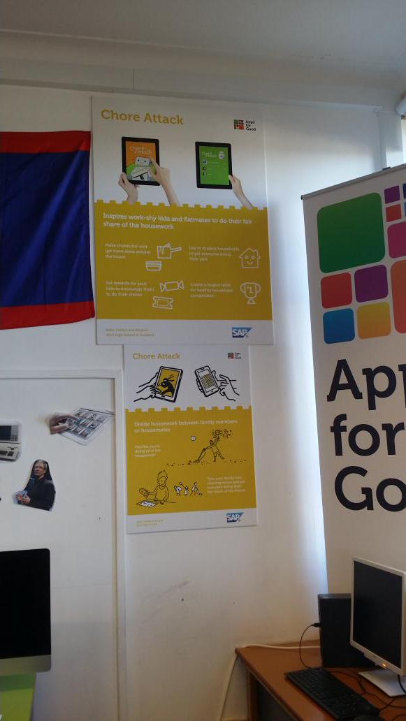 skipperAitken's tweet photo. @ChoreAttack taking pride of place on my ever decreasing wall space. Thanks so much @AppsforGoodCDI! http://t.co/RFvPhT7fsD