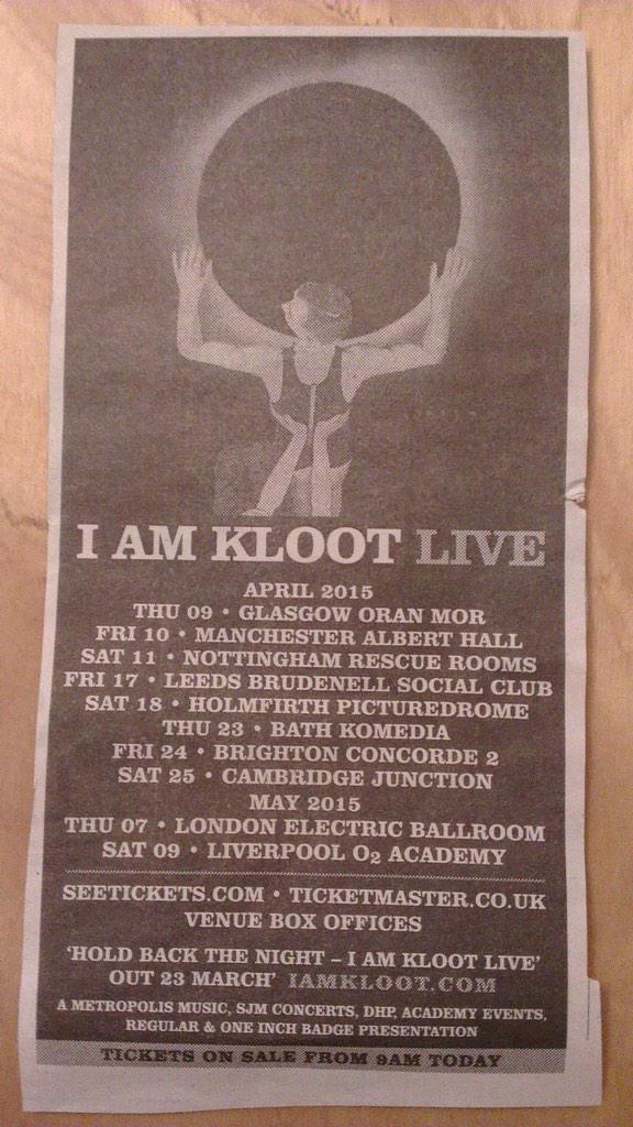 IamKlootClub's tweet photo. Double vinyl live album on its way ..
With cover design by @hairyartdrummer 
PLUS tour &amp; video! 
#HoldBackTheNight http://t.co/UYlgf8fBqs