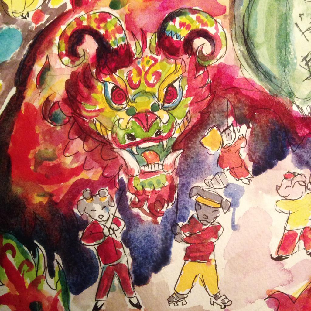 Seawhisped's tweet photo. Happy Year of the Ram! 🐐🎋#yearoftheram #china #watercolor #art #artchallenge  #luckdragon #red #chinesenewyear http://t.co/fxdsarSLQG
