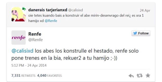 an_gaf's tweet photo. No supero a día de hoy este tweet de @Renfe --> TOP community management http://t.co/VYSX6KZV4P