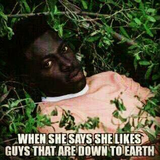 MarioHitDrum's tweet photo. When she says she like guys that are down to earth...lol http://t.co/OMDe29idVQ