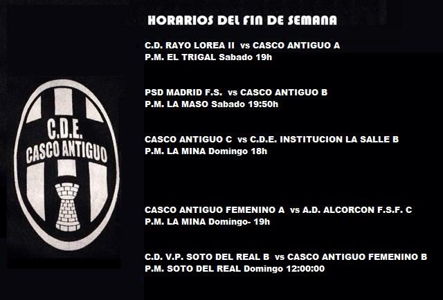 Partidos del fin de semana en nuestro club! #123CASCO