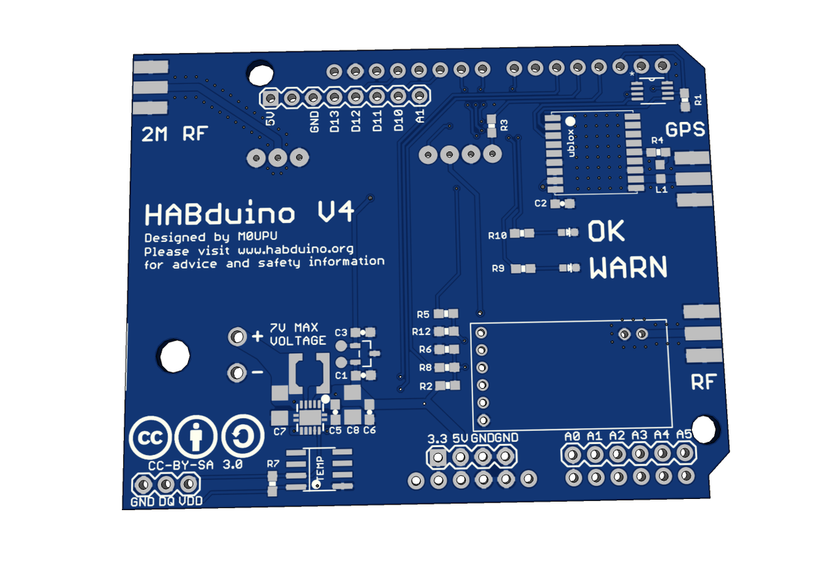 HabduinoProject's tweet image. We have slightly redesigned the board presenting Habduino V4. Space for an @adafruit MicroSD board.