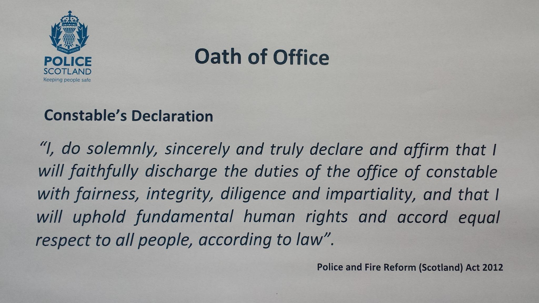Police Scotland College The Police Scotland Oath Of Office Declaration Morethanjustwords Http T Co Eq8zxldzpt
