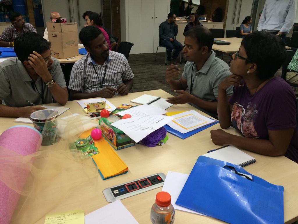 IntuitIN's tweet image. Getting prepped for prototyping with a hands-on #Design4Delight exercise. #DesignAwesome