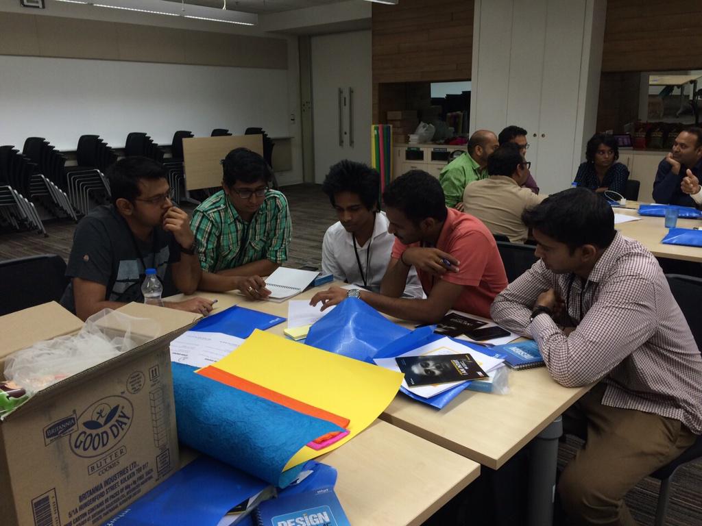 IntuitIN's tweet image. Getting prepped for prototyping with a hands-on #Design4Delight exercise. #DesignAwesome