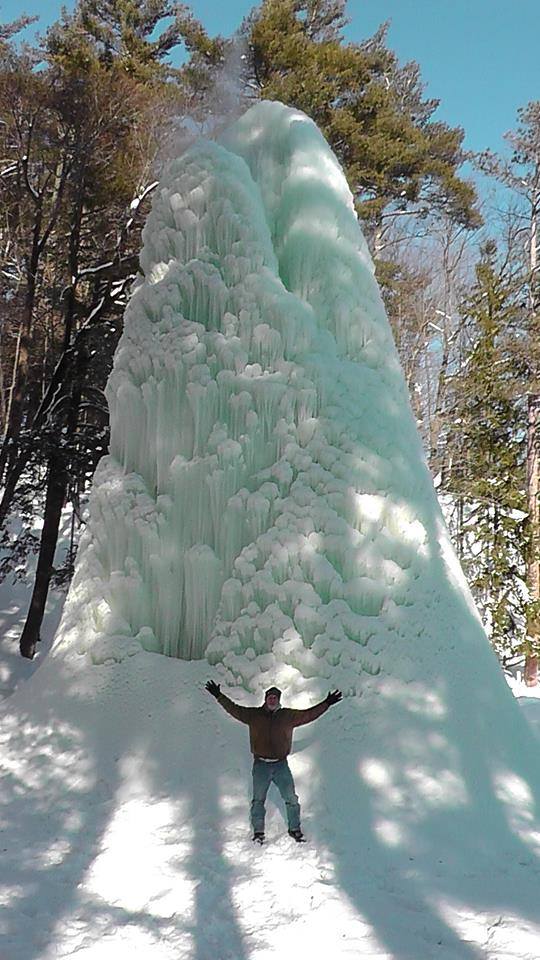 Incredible! "ice volcano" forms at geyser in letchworth state park (upstate, ny)