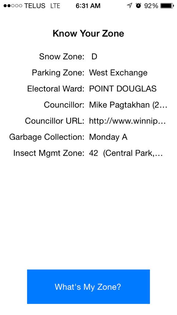 hotdang_ca's tweet image. #Winnipeg #KnowYourZone App almost done. Needs #UX. Likely done b4 @cityofwinnipeg public works contacts me.