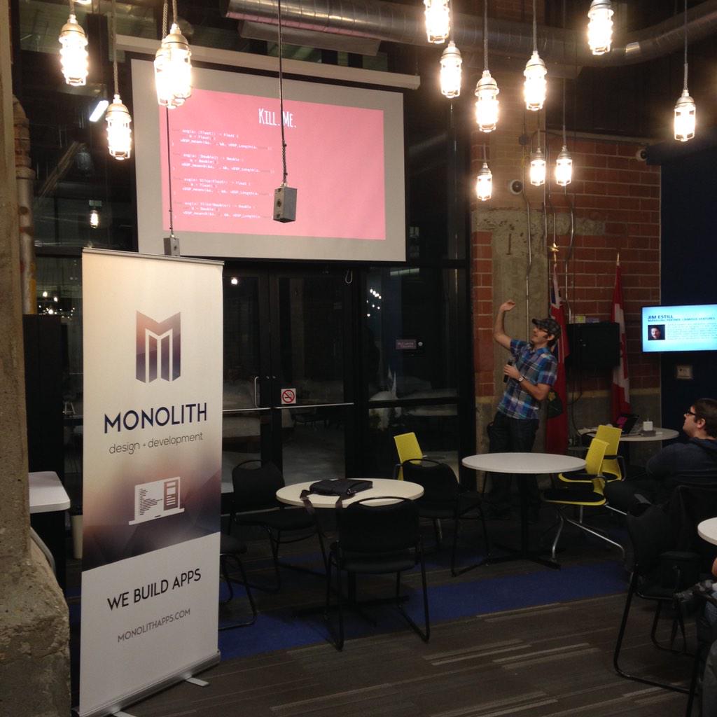 MonolithApps's tweet photo. Special thanks to @liscio for the great presentation @iOSKW last night. Check out his blog http://t.co/1LCdM2NIdP http://t.co/oytcAVlr4u