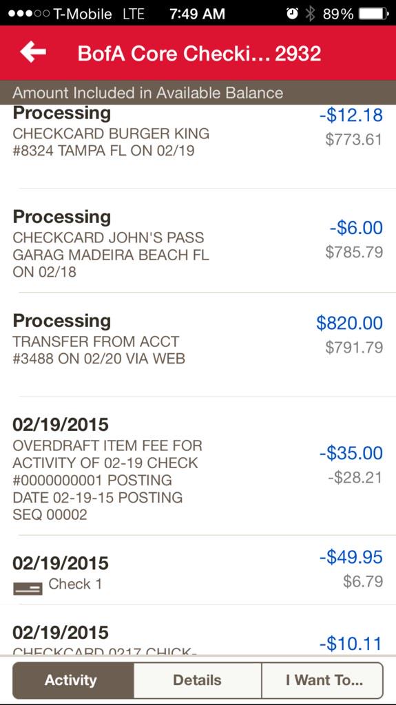 theoszy's tweet photo. @BofA_Help how can I get charged overdraft fee without being overdraft! it is time to close my account! http://t.co/q8wnZzBz9Q