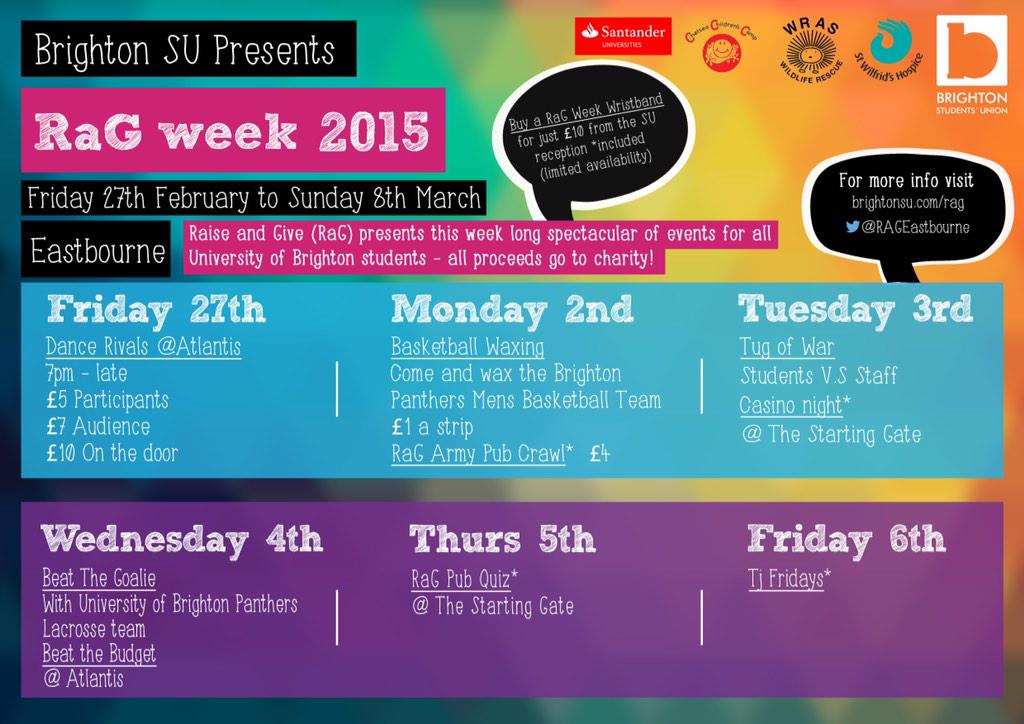 Here it is...a weeklong programme of events! Get your wristbands from the SU 10am Monday <a href="/Starting_Gate_/">The Starting Gate</a> @SUBrighton