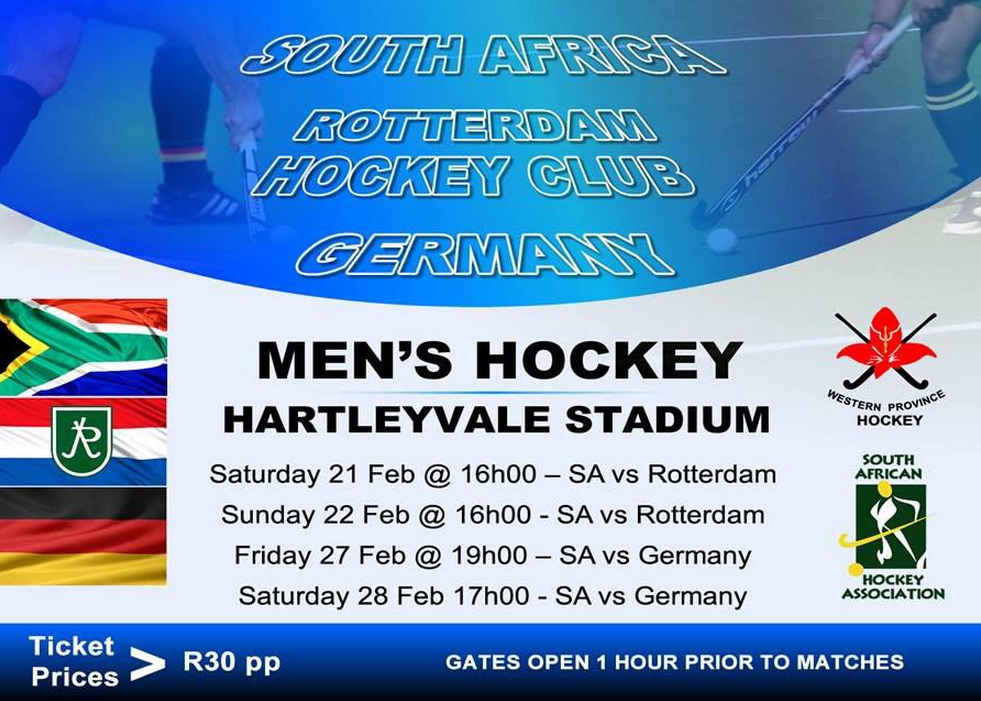 obohockeysa's tweet photo. Watch the SA Hockey Men live as they take on World #3 Germany in Cape Town from 21- 28 February. http://t.co/QLL4ihacPW