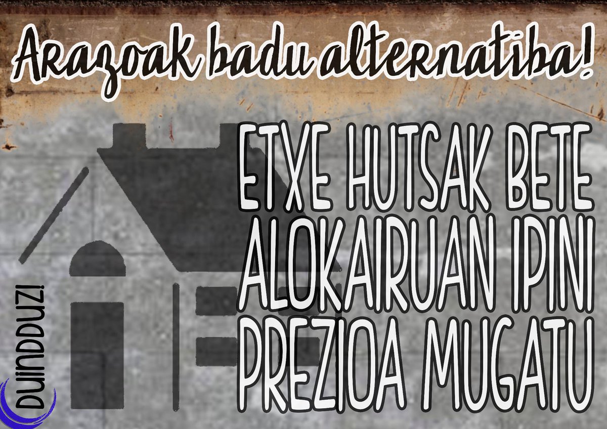 Duindduz's tweet photo. Arazoak badu alternatiba... @elkartzen @BerriOtxoak @BorrokaGaraia @GazteIraultza @Hiritik_AT http://t.co/TusHVnpsat
