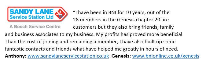 Wow what's the reason for @SandyService sticking with #BNI @BNIGenesis1 for 10 YEARS #MyBNIstory #carservices #Ashton