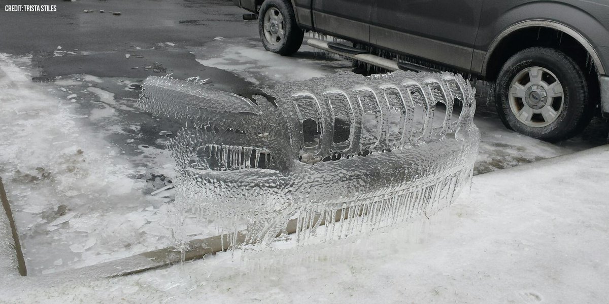 GMA's tweet image. You know it is cold when... your Jeep leaves an ice imprint. [PHOTO/Trista Stiles] abcn.ws/1CTh65o