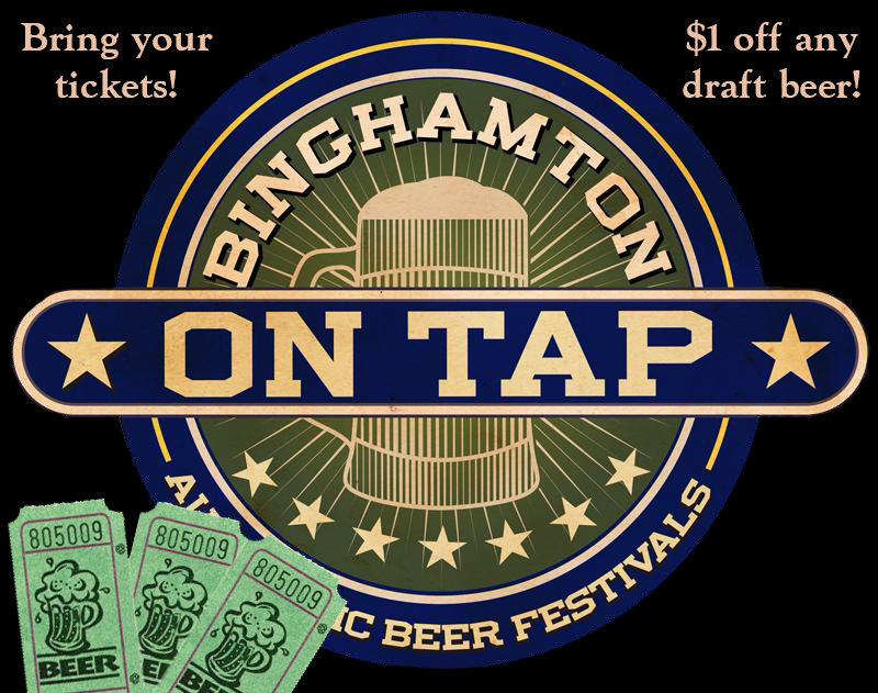 TheColonialBing's tweet photo. Bring your #BinghamtonOnTap tickets &amp; enjoy $1 off any draft beer all weekend long here at The Colonial! http://t.co/wFiFZFIxAK