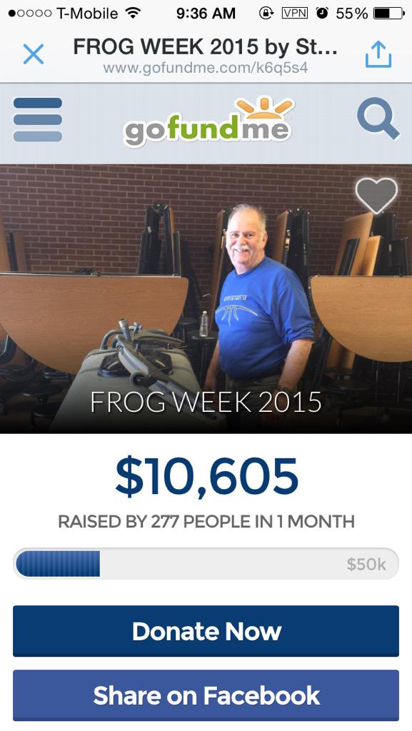 At $10k KEEP DONATING 💙🐸  dt.gofund.me/frogweek2015
