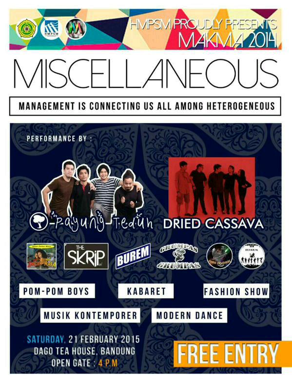 BANDUNG! Besok malam, Payung Teduh (22.00) <a href="/driedcassava/">Dried Cassava</a> di "Miscellaneous" @ Dago Tea House. FREE!
@makmaunpar2014