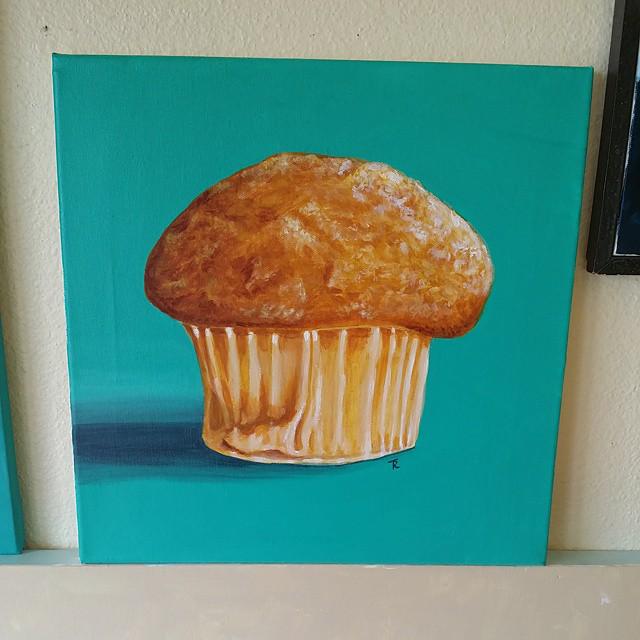 rhodesstudio's tweet photo. Painting #2 in the "Carb Art" series. "Muffin to Worry About" 14x14 #painting #art #muffin #artist #carbart http://t.co/KHc3LIVDgP