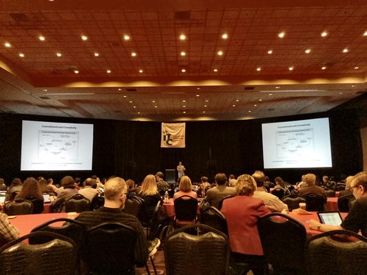 ekunnen's tweet image. #eLearning2015 keynote w/ @redwards7 speaking on "Expect to be Disrupted: The Next Wave of Innovations in Online Ed"