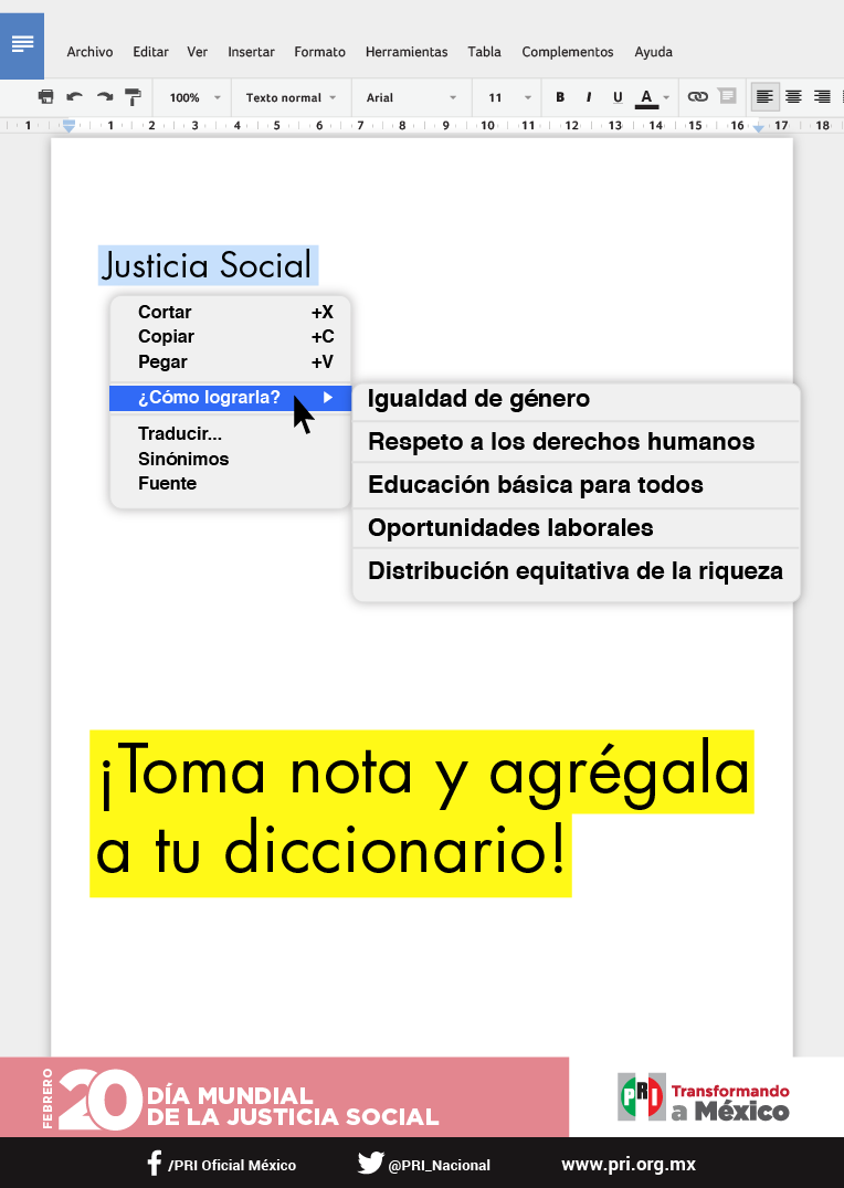 ¿Sabías que hoy se celebra el Día Mundial de la Justicia Social? pri.org.mx/Transformandoa… #SabíasQuePRI.