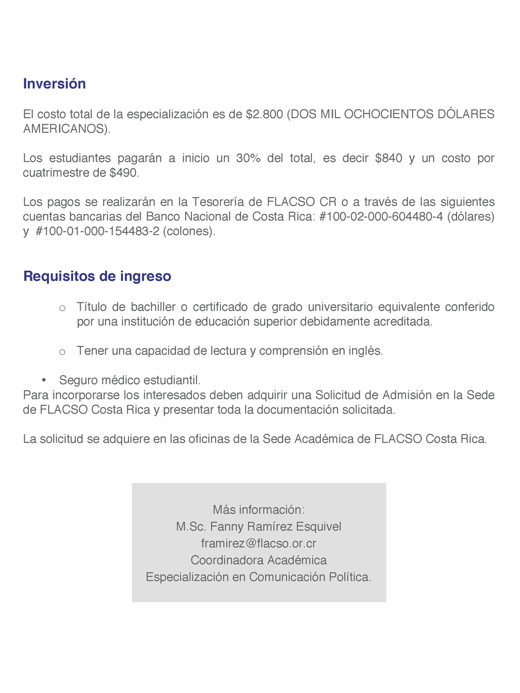 Como Se Dice Especializacion Academica En Ingles Colper - C.R. on Twitter: "Convocatoria abierta: Especialización en  Comunicación Política de FLACSO Costa Rica. Info: framirez@flacso.or.cr  http://t.co/LrKRLhYkdu" / Twitter