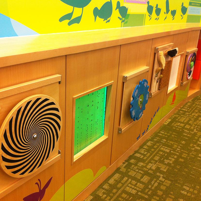 BPLBoston's tweet photo. The #Children’s #Library sensory wall fosters early #literacy and development #checkoutBPL http://t.co/LH7wIFxYln