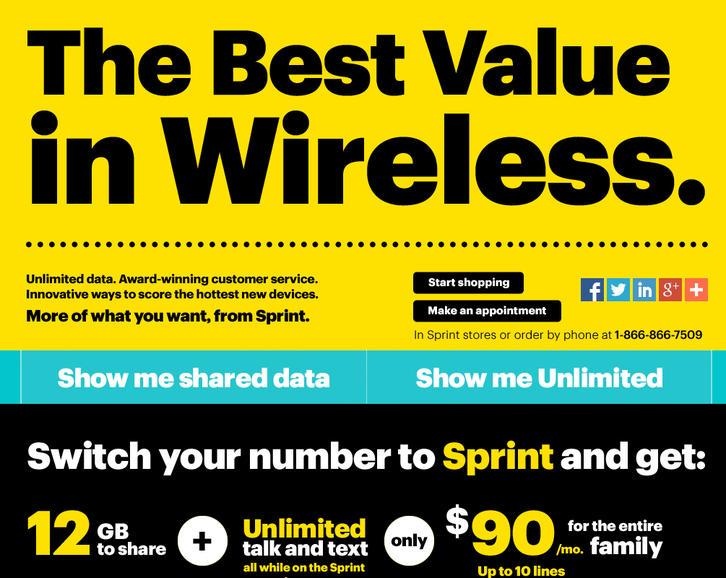 CNET's tweet photo. Latest Sprint promotion undercuts competitors with 12GB of shared data http://t.co/XLcoUv8UAa http://t.co/Cp9j3WcOZs