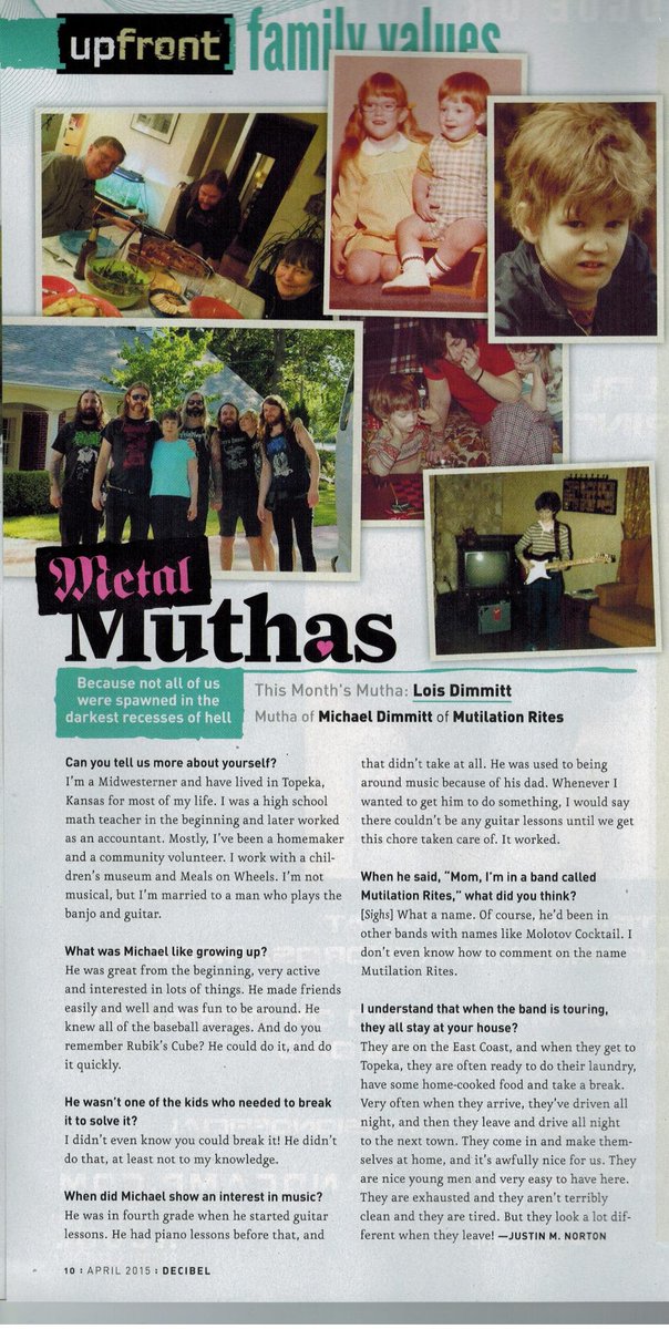 ProstheticRcds's tweet image. .@mutilationrites guitarist Michael's mom gives the inside scoop in this month's @dbmagazine #MetalMuthas!