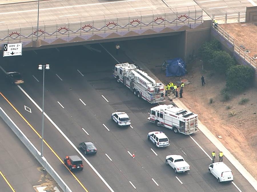 NOW Air15 over deadly crash on EB L202 at Dobson in Chandler abc15
