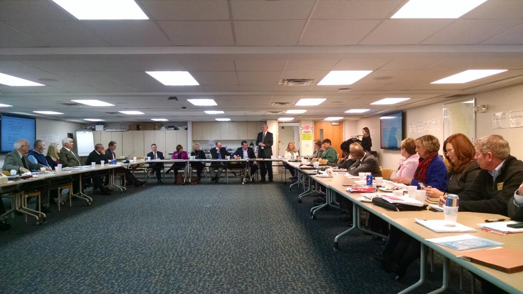DocCSupt's tweet photo. Superintendent Roundtable discussion at educationplus.... Legislative updates... #NeverCeaseToLearn http://t.co/UesjgeIjYn