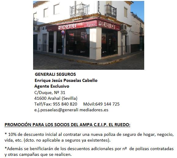 PROMOCIÓN PARA LOS SOCIOS DEL AMPA C.E.I.P. EL RUEDO