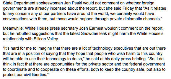 The White House statement when asked about our encryption key heist story is just... wow