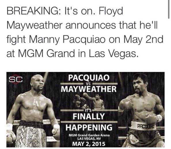 Ronnie2K's tweet image. Pacquiao &amp;amp; Mayweather, May 2nd. #FinallyHappening