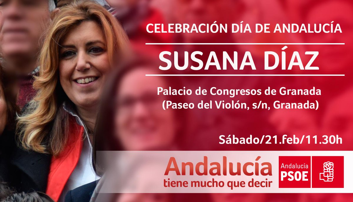 psoedeandalucia's tweet photo. Hoy, a las 12:00, sigue en directo el Acto de Celebración del Día de Andalucía en http://t.co/qGTp3HYbyf #YoConSusana http://t.co/dYNgCTnpwy