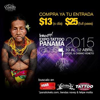 CulturaArtePTY's tweet photo. "EXPO TATTO: Raices" (Inked Up) Del Viernes 10 al Domingo 12 de Abril, 2015. Hotel Veneto. 1:00pm. Boletos: $13 y 25 http://t.co/Jt2jtVDPNS