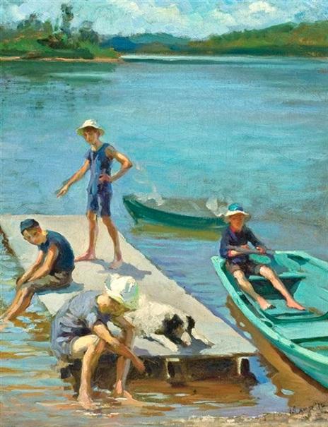 Francis Luis #Mora""On The Raritan, Perth Amboy, New Jersey" #art #painting #iloveart #twitart #followart   #artweet