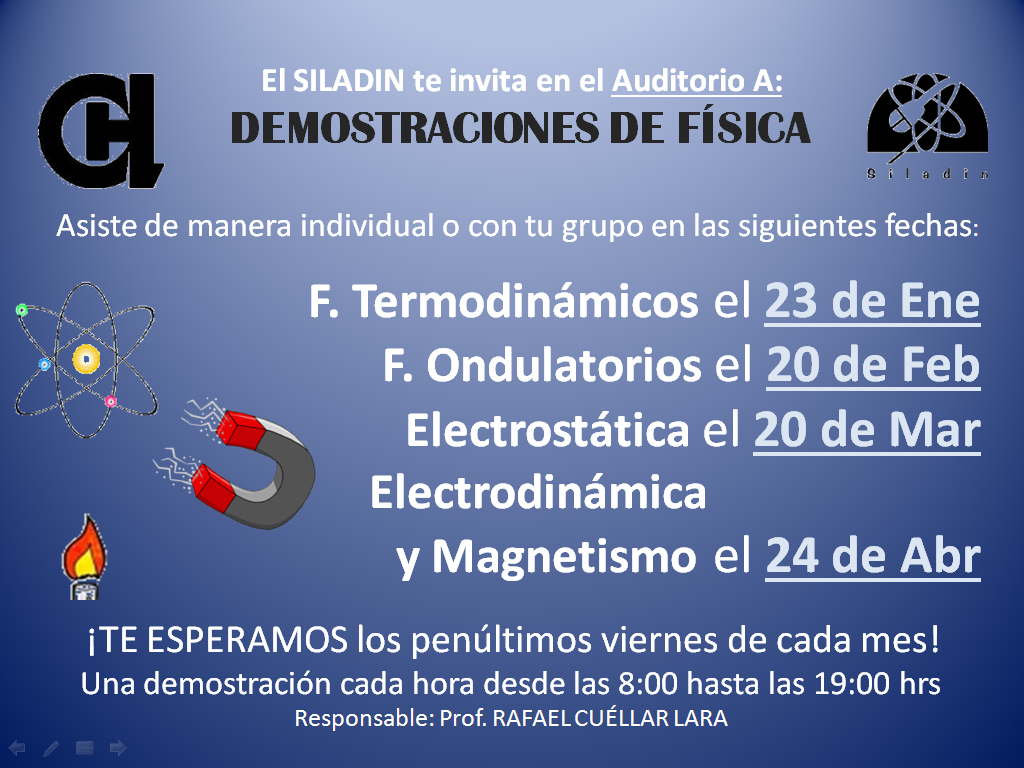 SiladinAzcapo's tweet photo. HOY DEMOSTRACIONES DE FÍSICA. AUDITORIO "A" 8 AM-8 PM CADA HORA. ASISTE! http://t.co/YzhFDT0Ltb