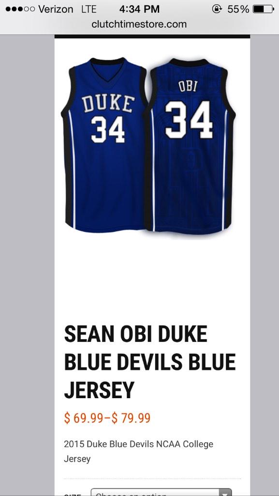 CoachMikeCT's tweet photo. Sean Obi Duke jerseys now on sale. Developed and continuing to develop through Garrity Basketball. #ctbb #Duke http://t.co/4RnwxWd4VP
