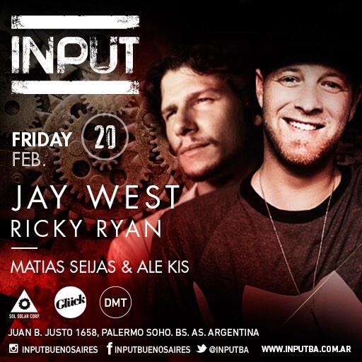 inputba's tweet photo. Hoy #INPUTBA #3 con @jaywestarg @djrickyryan #alekis @matiasseijas  
#Jaywest #house #techhouse #music #RICKYRYAN http://t.co/KuE9dbJ522